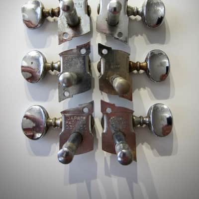 Teisco Del Rey Tuning Machines Three on a Side Authentic Vintage Part Circa 1954-1964 Chrome image 5