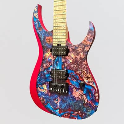 Schecter USA Custom Shop Sunset Extreme 6 Stabilized Top Electric Guitar - Blue/Red image 3
