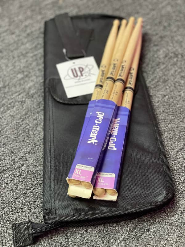 3x Pro-Mark Shira Kashi Oak 2B Wood Tip Drum Sticks with Universal Percussion Stick Bag (UH-617) image 1