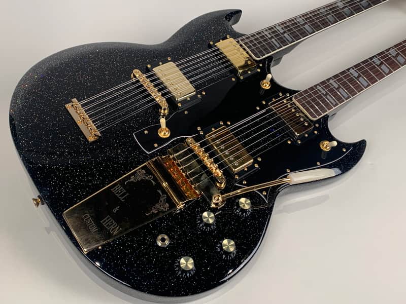 Bell & Hern  Custom Doubleneck 6/12 2019 Black Galaxy Sparkle image 1