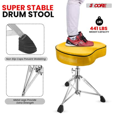 5 Core Drum Throne 4" Padded Saddle Seat Heavy Duty Adjustable Drumming Chair image 5