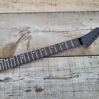Reverse headstock 22 fret Shred Guitar Neck Replacement 25.5 scale Steel frets fast neck DIY image 1