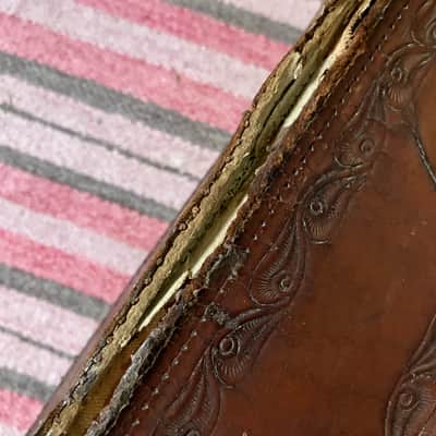 Antique 1890's M&W Bull's Head Leather Tooled Banjo Case image 14