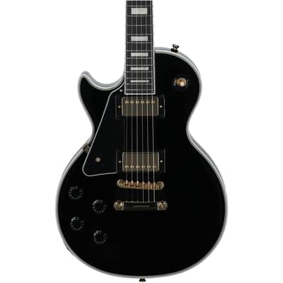 Epiphone Inspired by Gibson Les Paul Custom Electric Guitar, Left-Handed (with Gig Bag), Ebony image 1