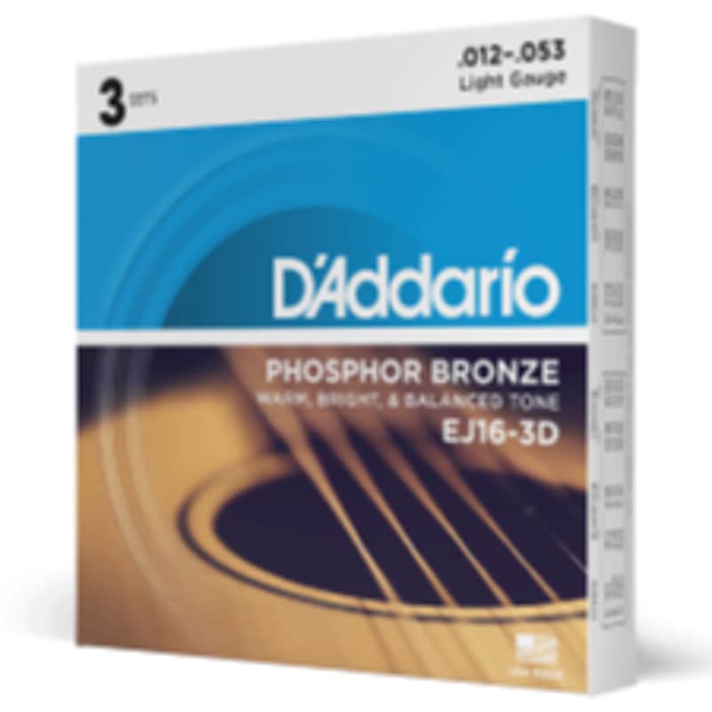 D'Addario Phosphor Bronze Acoustic Guitar Strings 3 Pack 12-53 EJ16-3D image 1