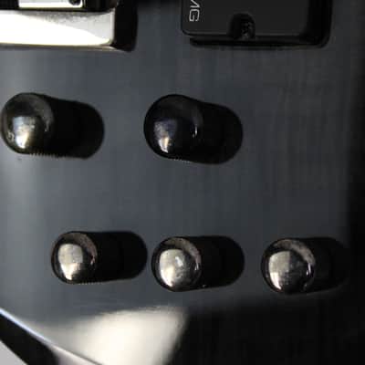2006 ESP LTD F-405FM 5-String Bass, See Thru Black, Custom Tribal Inlays, Rare! image 8