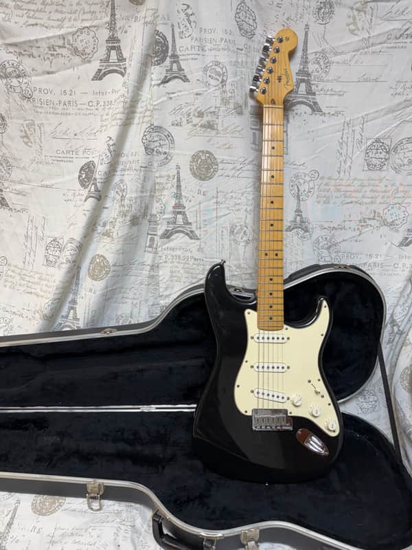 2001 Fender American Standard Stratocaster with Maple Fretboard Black Finish Original Case image 1