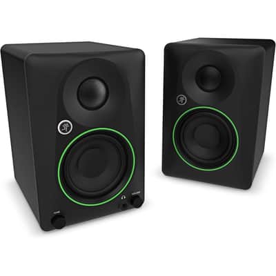 Mackie CR3.5 Creative Reference Powered 3.5" Studio Monitors Pair Black Bundle with Hosa Stereo 1/4" Male Phone to 1/4" Male Phone TRS Cable 10, Auray IP-S Isolation Pad for Studio Monitor (2-Pack) image 2