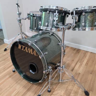 Tama Starclassic Maple 4 Piece Drum Set 1990s - RARE Blue Green Sparkle image 2