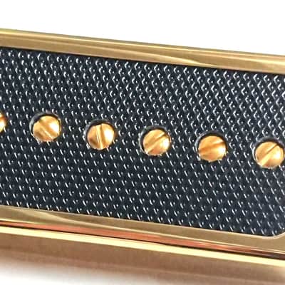 Q pickups Humbucker Sized P90s Set GOLD COVER BLACK FOIL PAF Fits Gibson Epi Greco Ibanez P90 Tone image 8