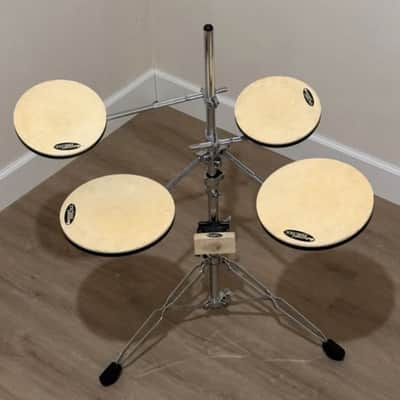 DW DWCPPADTS5 Go Anywhere 5pc Practice Pad Drum Set with Stand 2010s - Chrome/Black/White image 2
