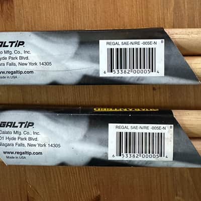 Regal Tip 005E E Series Hickory/Nylon 5A-E Wood Drum Set/Kit Drumsticks - 2 Pairs image 4