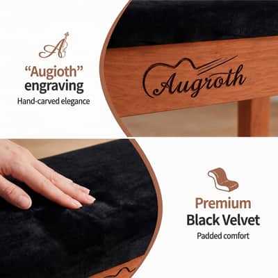 Augioth Solid Wood Piano Bench with Storage | Professional Keyboard Stool with Suede Cushion,An piano stool designed for extended practice sessions(Brown) image 2