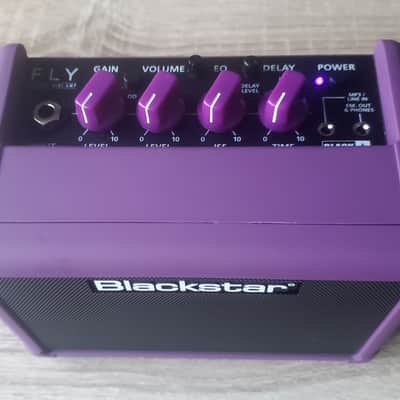 Hand-modified Blackstar Fly 3W purple guitar amplifier combo with vari-speed chorus image 2