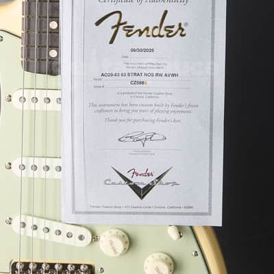 Fender Custom Shop 63 Stratocaster NOS Rosewood Aged  2025 - Vintage White (COD 2163NG) image 13