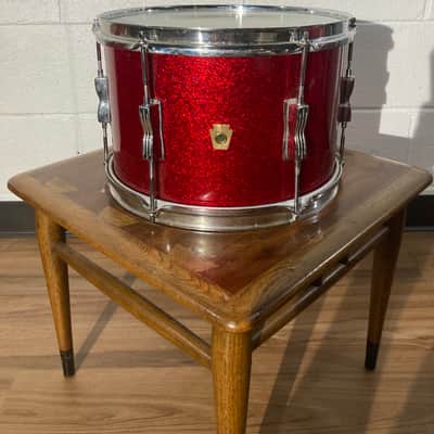 Ludwig No. 996-1 Club Date Outfit 8x12" / 14x14" / 14x20" Drum Set with Keystone Badges 1967 - Red Sparkle image 4
