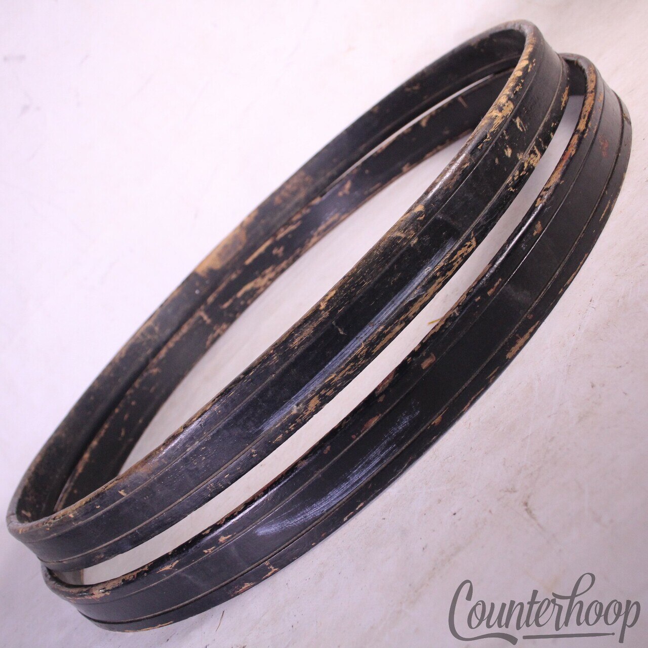 Premier 2x 22"Bass Drum Wood Hoops/Rims Vintage 60s England UK Set Black Paint — main photograph