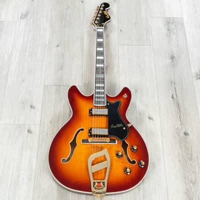 Hagstrom VIK67-G-VSB '67 Viking II Semi-Hollow Guitar, Resinator Fretboard, Vintage Sunburst image 3