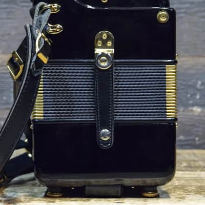 Dino Baffetti Super I 2-Row 8-Bass 21-Treble Button D/C# Black Diatonic Accordion w/Bag image 5