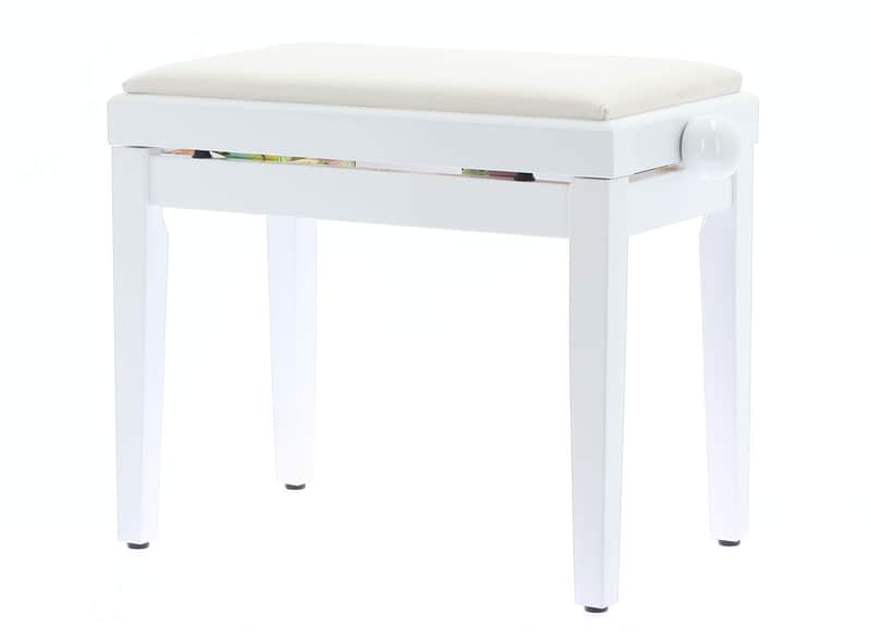 Banquette piano QUIKLOK -QUIKLOK - TQM PB010WH Assise Velour - H480 - 570 mm. Blanc brillant image 1