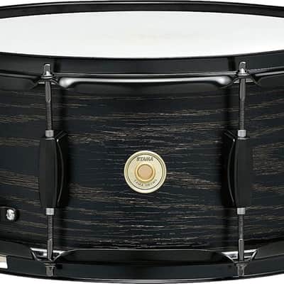 Tama Woodworks Poplar Snare Drum, 14" x 6.5", Black Oak Wrap image 1