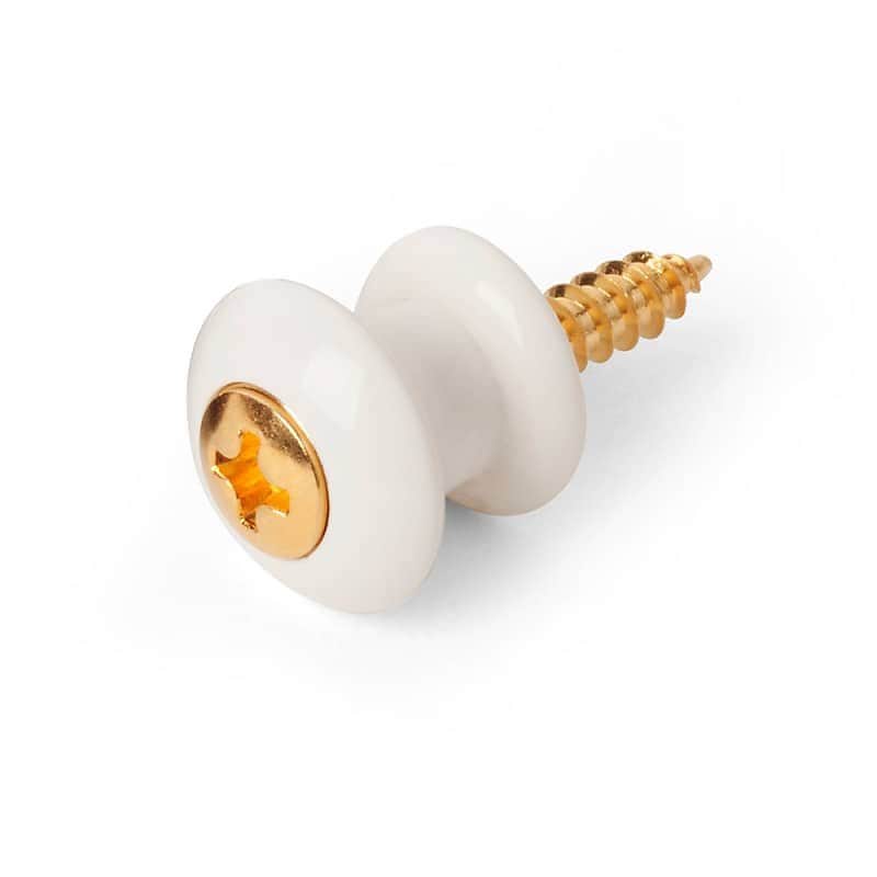 Waverly Guitar Strap Button, White button, gold screw image 1