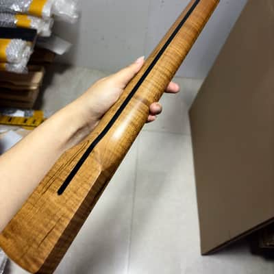 DIY 20 fret 30 inch Short Scale Roasted Flame Maple Bass guitar neck heel:57.5mm image 8