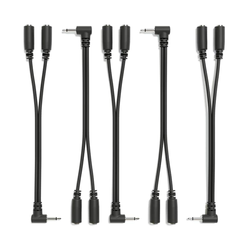 ExcelValley [Black] 5-Pack - Right Angle Mono Splitter Y Patch Cables - TS 3.5mm 1/8" Eurorack Synth Synthesizer image 1