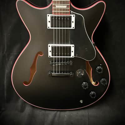 Rafferty Semi Hollow - Satin black with red binding image 8