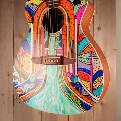 Fender California Series CUSTOM Art guitar LE Newporter Player - " A RIVER RUNS THROUGH IT "w/Soft Case image 7
