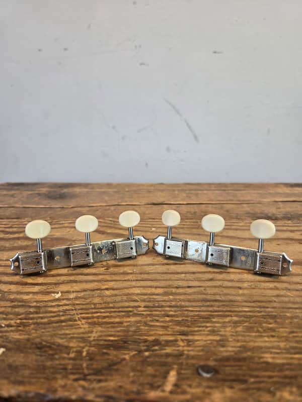 Kluson Deluxe Double Line 3x3 Nickel Shaft Tuners Vintage 1965-69 image 1