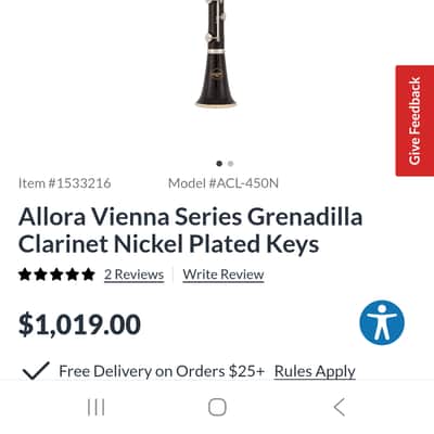 Allora Vienna Series Grenadilla Clarinet About 2 years old - Wood Bod, Silver keys image 2