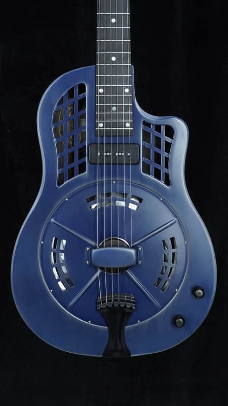 Preowned National ResoRocket Steel Satin Navy Blue w/ Lollar P90 image 1