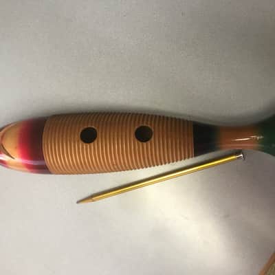 GILB Vintage Fish-Shape Guiro 1970's-Natural Painted Finish Gloss. Sale Benefits Music Education Nonprofit! image 1