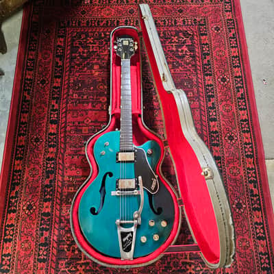 1964 Gretsch 6118 Double Anniversary Two tone Refin Turquoise/ White Silver image 15