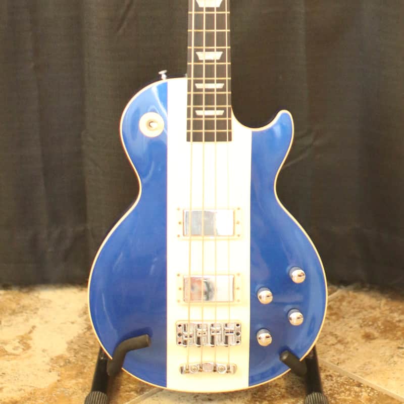 Gibson Custom Shop Les Paul Bass 2002 Blue and White image 1