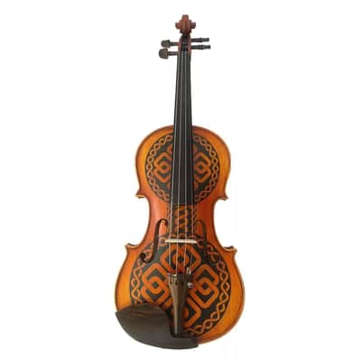 Celtic Style Violin Outfit 4/4 | Hand-Carved Maple & Spruce with Swarovski Crystals, Bow, Rosin, Case & Hygrometer image 1