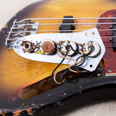 1966 Fender Jazz Bass Sunburst Padauk Fretboard Binding + Dots w/ Case image 21