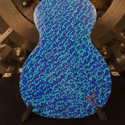 Hap "Michael Hapner" Hand Painted Guitar Blue Psychedelic Wall Art image 8
