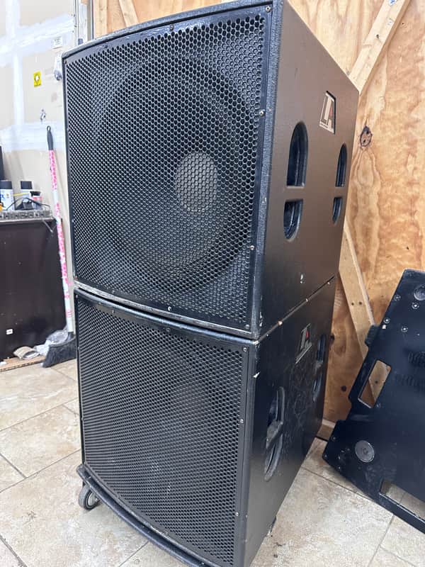 EAW LA118 18" Subwoofers – PAIR - with 2 Dollies - Tested & Working #3 & 4 image 1