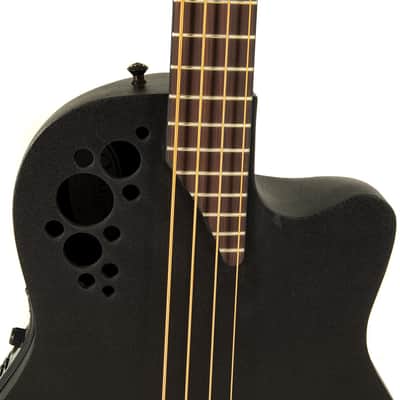 Ovation E-Acoustic Bass Pro Series Elite B778TX Mid Cutaway - 4-String - Solid A-Grade Sitka Spruce Top - Lyrachord Body - Strings Adamas Nuova Coated - Black Textured - B778TX-5-G image 4
