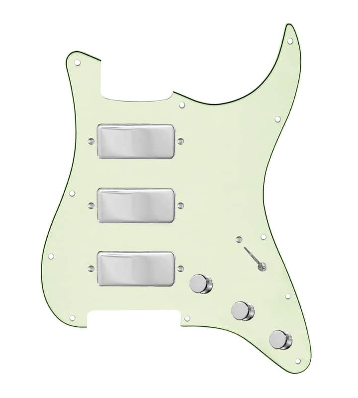 920D Custom Stadium Triple Mini Humbucker Loaded Pickguard for Strat With 7-Way Switching, Mint Green Pickguard, and Chrome Knobs image 1