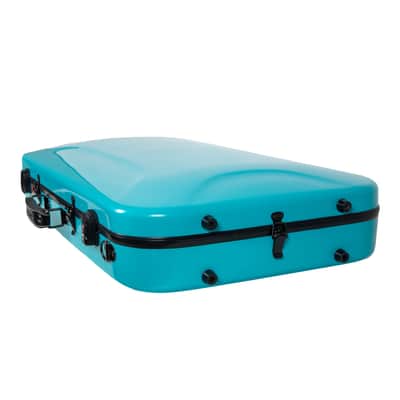 Crossrock Fiberglass Mandolin Violin Double Case-Fits A/F Style Mandolin and 4/4 Violin -Includes TSA lock, Protective Blanket, Hygrometer, Removable Shoulder Straps-Mint Blue image 4