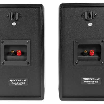 2) Rockville RockShelf 68B 360w Black 6.5" Bookshelf Speakers+Wifi Amp Receiver image 12