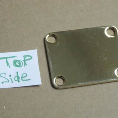 very lightly relic'd genuine Fender Gold Four Bolt Neck Plate (gold plated steel) +screws p/n 0991447200 (blank, NO Micro-Tilt Adjustment) from 2002-2003 SRV Artist Ser Strat (NO guitar) but can be used on dif year guitar / bass] Screws: # 8, 1&1/4" L image 12