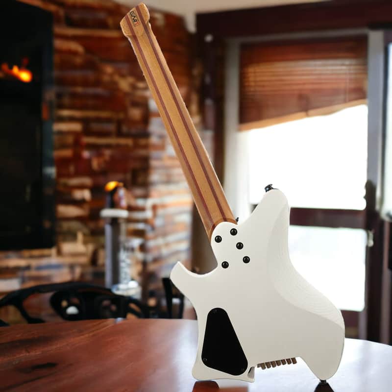 EART GW-7F, 7 String Headless Shape Guitar, Roasted Ash Solid Body, 24F Rounded Ends Jumbo Stainless Steel image 1