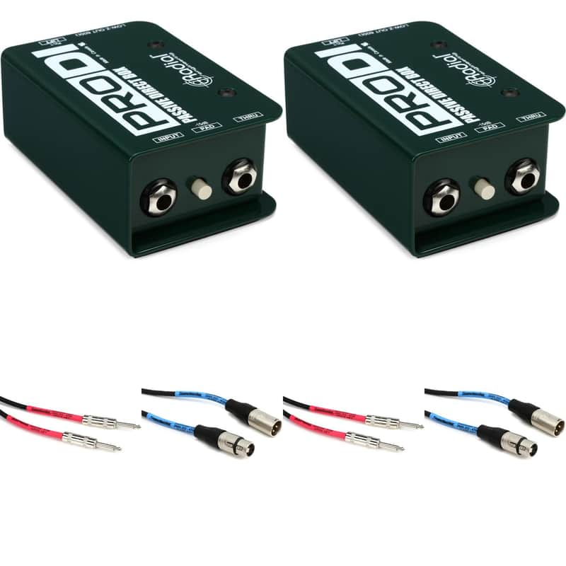 Radial ProDI 1-channel Passive Instrument Direct Box (2-Pack) and Cables image 1