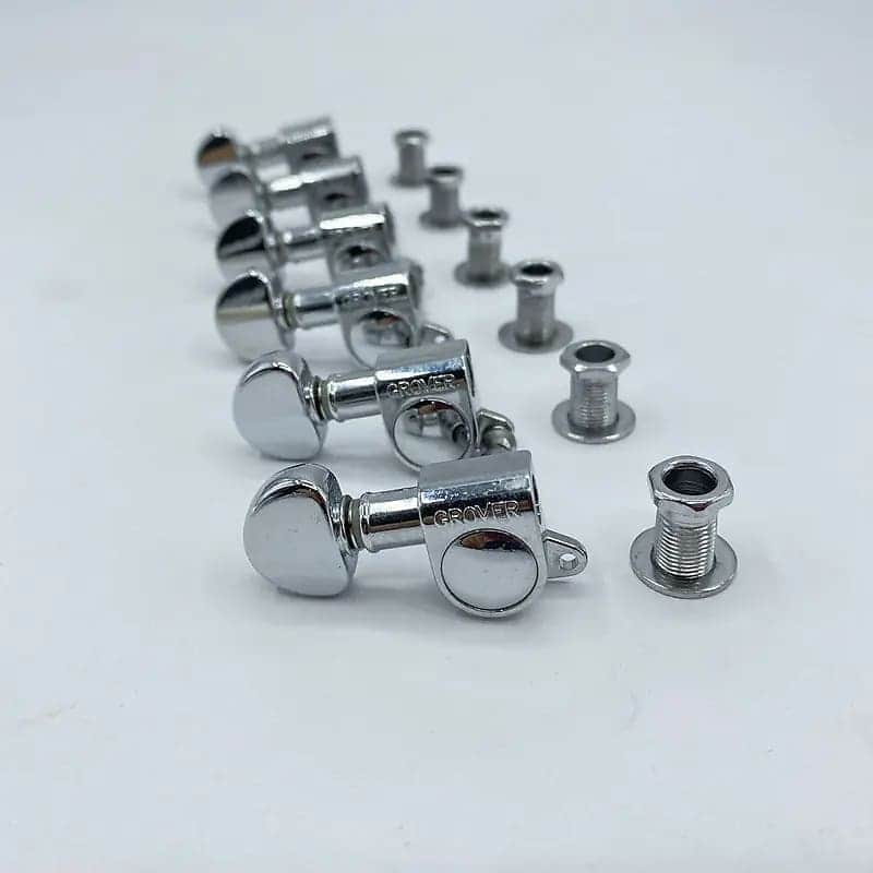 Grover Left Handed inline Guitar 6R Tuning Pegs Machine Heads in Chrome image 1