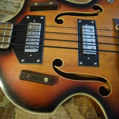 Teisco, Apollo, Hofner Violin Franken-Beatle Bass with Scroll Headstock image 5
