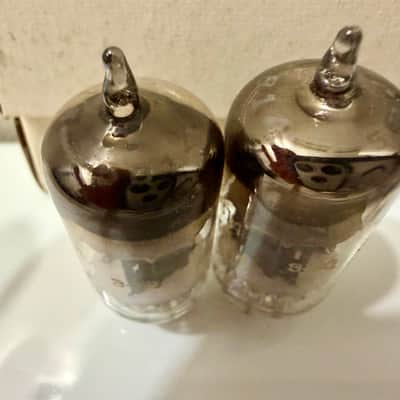 Nos pair of CBS Hytron 5814 with D Getter and Black Plates Nos Pair image 4